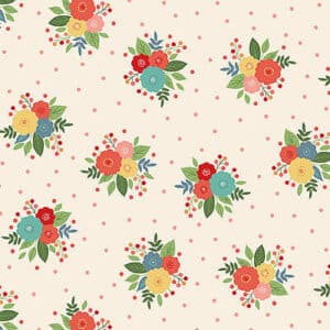Amelia Posy Fabric - Cream - Makower