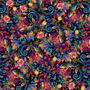 Blank Quilting Night Garden - Digital Geckos - 100% Cotton