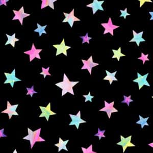 Crazy Kitties Stars Multi in Black P&B Fabric