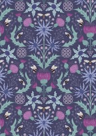 Lewis & Irene - Celtic Dreams - Bees Thistles Dark Blue