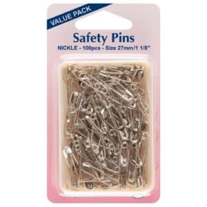 Hemline Safety Pins 27mm Qty 100 Nickel