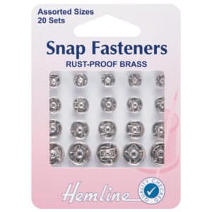 Hemline Sew on Snap Fasteners Assorted Qty 20 sets
