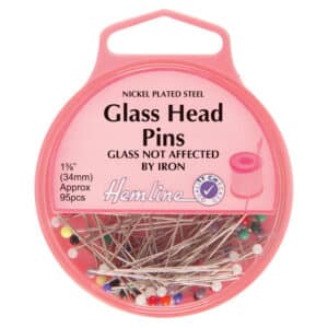 Hemline Glass Head Pins 34mm Qty 95