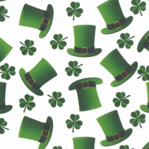 Shamrock Hats St Patrick Day Fabric 100% Cotton 145cm Wide per Half Metre