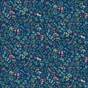 Kasumi Cherry Blossom Indigo by Makower - 100% Cotton