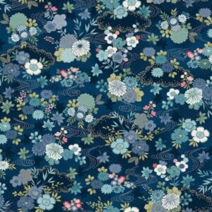 Kasumi Kio Indigo by Makower - 100% Cotton