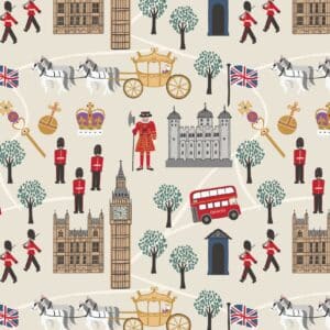 Lewis and Irene Jubilee Fabric London Gold Metallic on cream