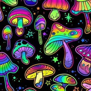 Little Johnny 100% Cotton Digital Mushrooms Rainbow