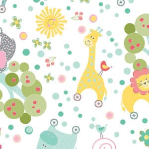 My Little Sunshine White Zoo Animals 100% Cotton