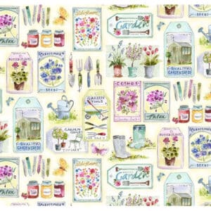 Spring Awakening Gardening Essentials  Cream 100% Cotton (Michael Miller )