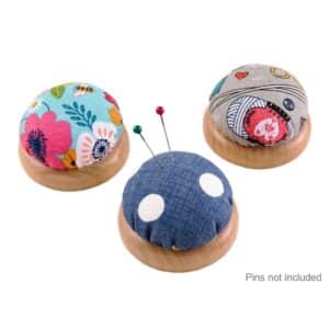 Fabric and Wood Pincushion  Single/Pack-3