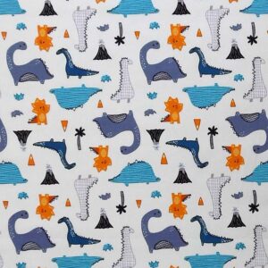 Dinosaur's 100% Cotton Poplin Fabric Ivory
