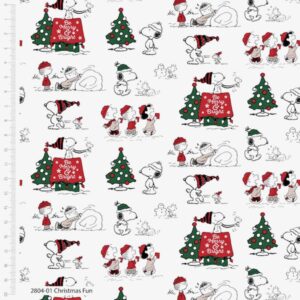 Snoopy Christmas Fun 100% Cotton Fabric