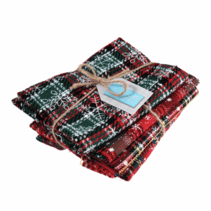 Christmas Tartan Reds Sparkle - Fat Quarter Bundle 4pcs