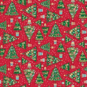Wishes Trees Red - 100% Cotton by Makower