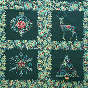 Makower Christmas - Good Tiding Panel Squares - Green