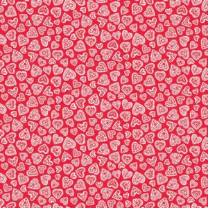 Makower Scandi Christmas Hearts Red
