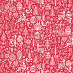 Makower Scandi Christmas Red Fabric