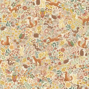 Hello Autumn - Wild Wood Cream - By Makower - 100% Cotton
